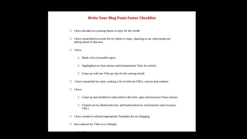 Great checklist by Sarah Arrow from Sarkemedia